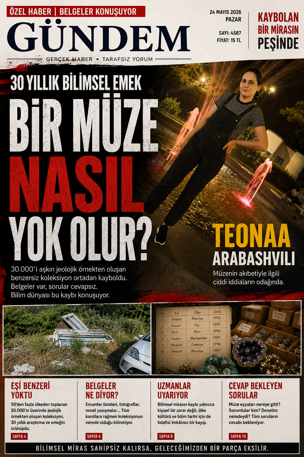 30 yıllık bilimsel emeğin ürünü olduğu belirtilen kayıp jeolojik koleksiyonla ilgili Haber Gündemi özel haber kapağı.