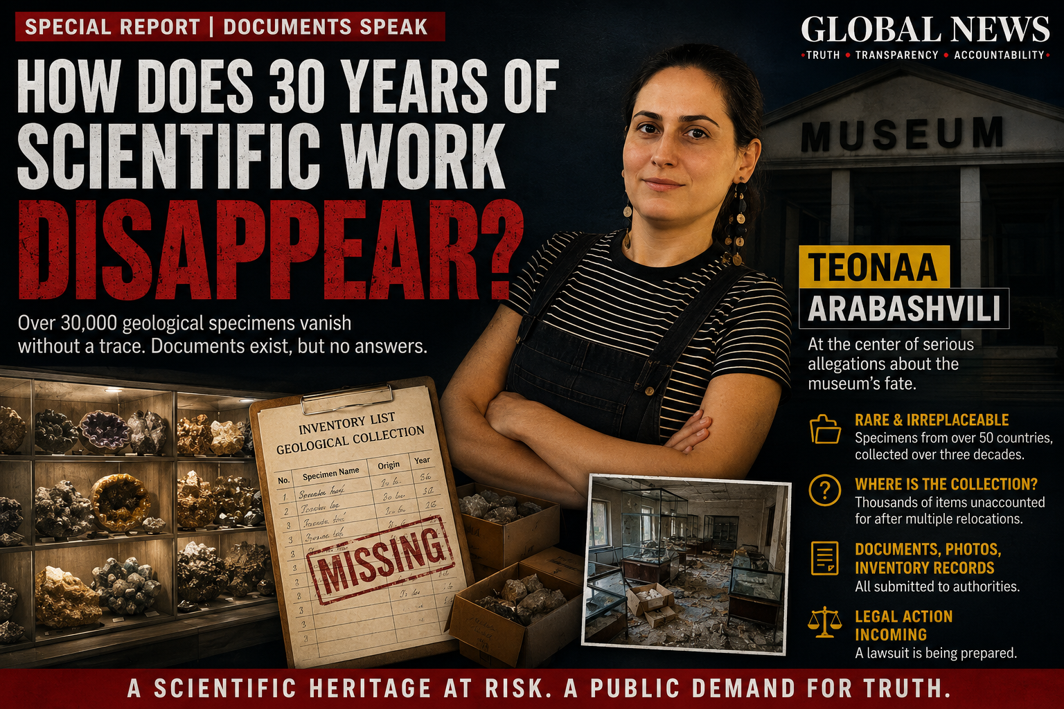 Global News special report featuring the reported disappearance of a geological collection of more than 30,000 specimens.