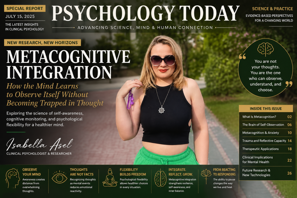 This article explores metacognitive integration as one of the emerging frontiers of contemporary clinical psychology. Drawing upon cognitive neuroscience, executive functioning, metacognitive theory, psychotherapy, and affective science, it explains how the human mind develops the capacity to observe its own thoughts without becoming overwhelmed by them. The review examines the role of reflective awareness in anxiety disorders, depression, trauma recovery, resilience, emotional regulation, and long-term psychological adaptation while presenting an evidence-informed framework for future clinical research, psychotherapy, and interdisciplinary mental health practice.